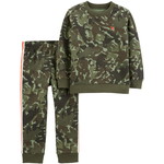 2-Piece French Terry トップ & Camo パンツ セット