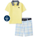 Gymboree / ジンボリー Boys Bunny Polo And Belted Plaid Chino Shorts Set - Spring