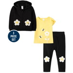 Gymboree / ジンボリー Girls Embroidered Daisy Zip Up Hoodie, Embroidered Daisy Tulip Top And Daisy Capri Leggings Set