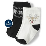 Girls Reindeer Midi Socks 2-Pack