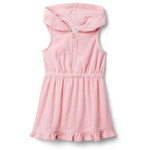 HOODED RUFFLE HEM TERRY COVER-UP