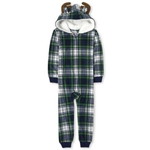 Matching Family Moose Plaid Fleece One Piece パジャマ