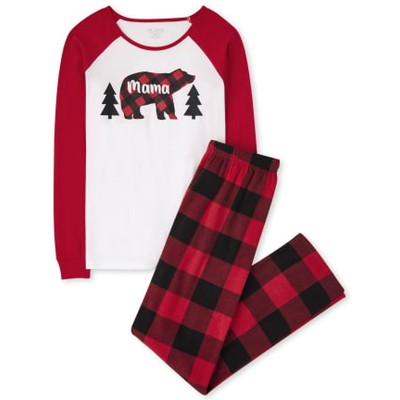 THE CHILDREN'S PLACE/チルドレンズプレイス Womens Matching Family Bear Buffalo Plaid Cotton And Fleece パジャマ
