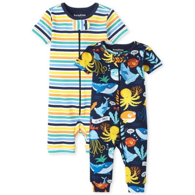 THE CHILDREN'S PLACE/チルドレンズプレイス Sea Life Striped Snug Fit Cotton One Piece パジャマ 2パック