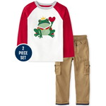Embroidered Frog トップ And Pull On Cargo パンツセット