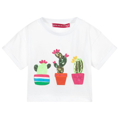 AGATHA RUIZ DE LA PRADA / アガタルイス ホワイトクロップッドカクタスTシャツ