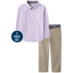 Gymboree / ジンボリー Boys Dad And Me Gingham Button Up Shirt And Belted Chino Pants Set