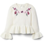 Floral Embroidered Peplum セーター