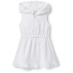 HOODED RUFFLE HEM TERRY COVER-UP
