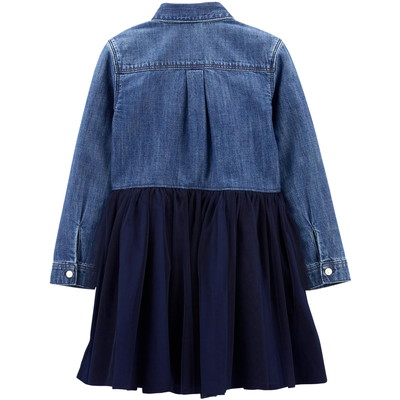 OSHKOSH / オシュコシュ Denim & Tulle ドレス in Mosaic Blue