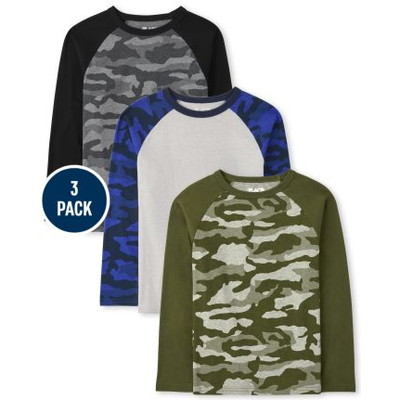 THE CHILDREN'S PLACE/チルドレンズプレイス Camo Raglan トップ 3-パック