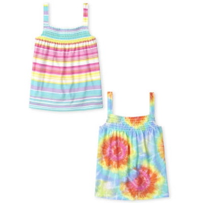 THE CHILDREN'S PLACE/チルドレンズプレイス Rainbow Print Smocked タンク トップ 2-パック