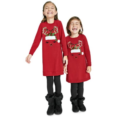 THE CHILDREN'S PLACE/チルドレンズプレイス Christmas Reindeer セーター ドレス