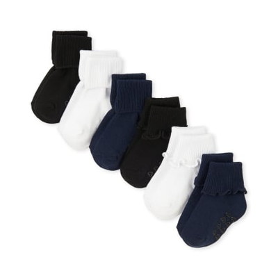 THE CHILDREN'S PLACE/チルドレンズプレイス Uniform Ruffle Turn Cuff Socks 6パック