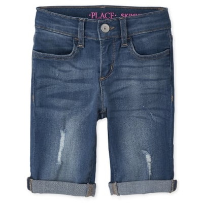 THE CHILDREN'S PLACE/チルドレンズプレイス Roll Cuff Distressed Denim Skimmer ショーツ