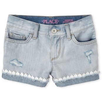 THE CHILDREN'S PLACE/チルドレンズプレイス Eyelet Denim Shortie ショーツ