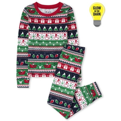 THE CHILDREN'S PLACE/チルドレンズプレイス Glow Christmas Fairisle Snug Fit Cotton パジャマ